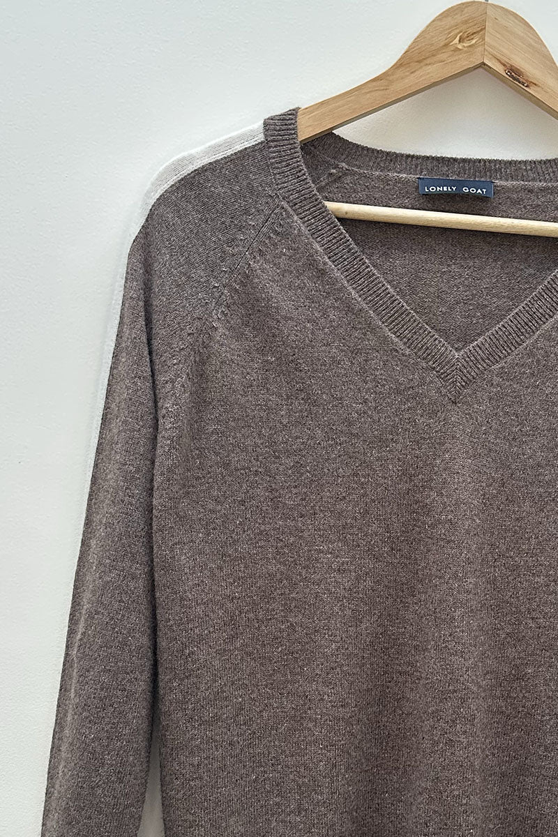 Cashmere/Wool V Neck Stripe Jumper