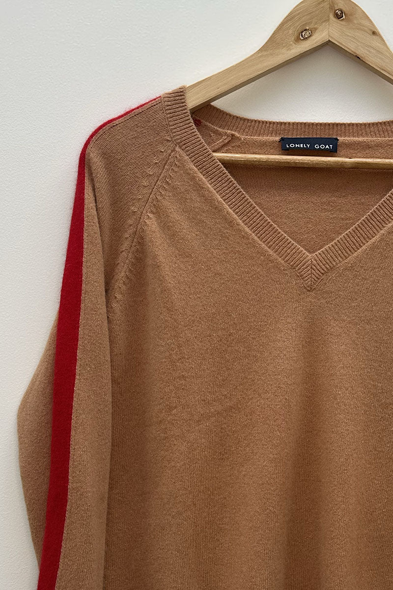 Cashmere/Wool V Neck Stripe Jumper