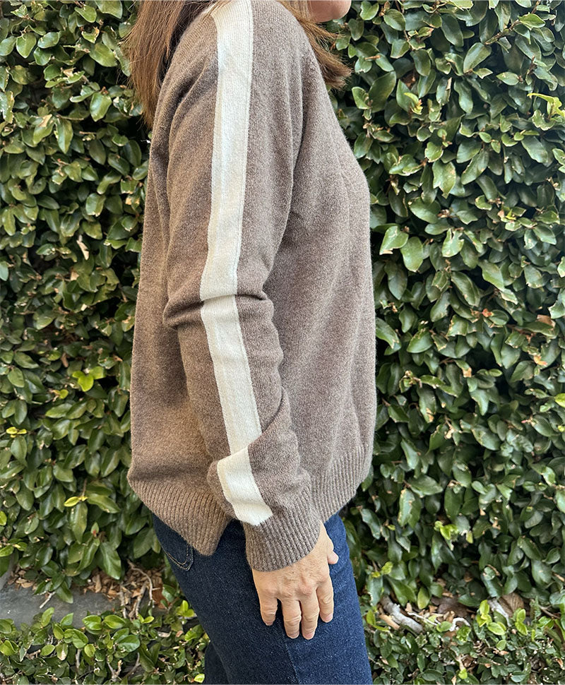 Cashmere/Wool V Neck Stripe Jumper